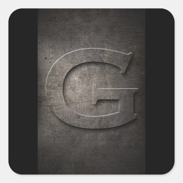 Rustic Metal G Monogram Square Sticker (Front)