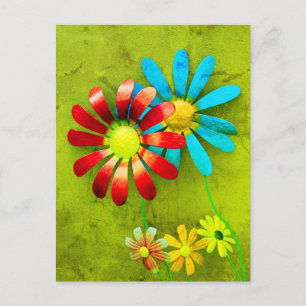 Rustic Metal Garden Flowers Postcard