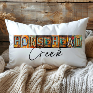 Rustic Metal Horsehead Creek Louisiana State Lumbar Cushion
