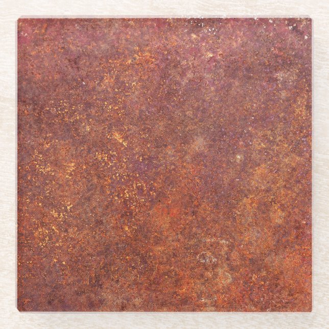 Rustic metal: textured surface. glass coaster (Front)