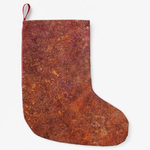 Rustic metal: textured surface. small christmas stocking