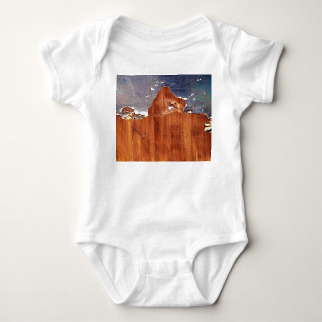 Rustic Metal: Vintage Iron Texture. Baby Bodysuit (Front)