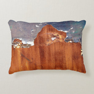 Rustic Metal: Vintage Iron Texture. Decorative Cushion