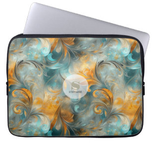 Rustic Metallic Paisley Abstract -Vintage-Inspired Laptop Sleeve