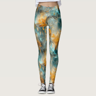 Rustic Metallic Paisley Abstract -Vintage-Inspired Leggings