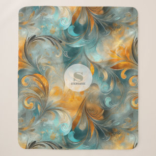 Rustic Metallic Paisley Abstract -Vintage-Inspired Sherpa Blanket