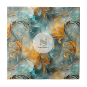 Rustic Metallic Paisley Abstract -Vintage-Inspired Tile