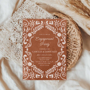 Rustic Mexican Papel Picado Engagement Party Invitation