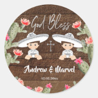 Rustic Mexican Silver Charro Twins Boy Baptism