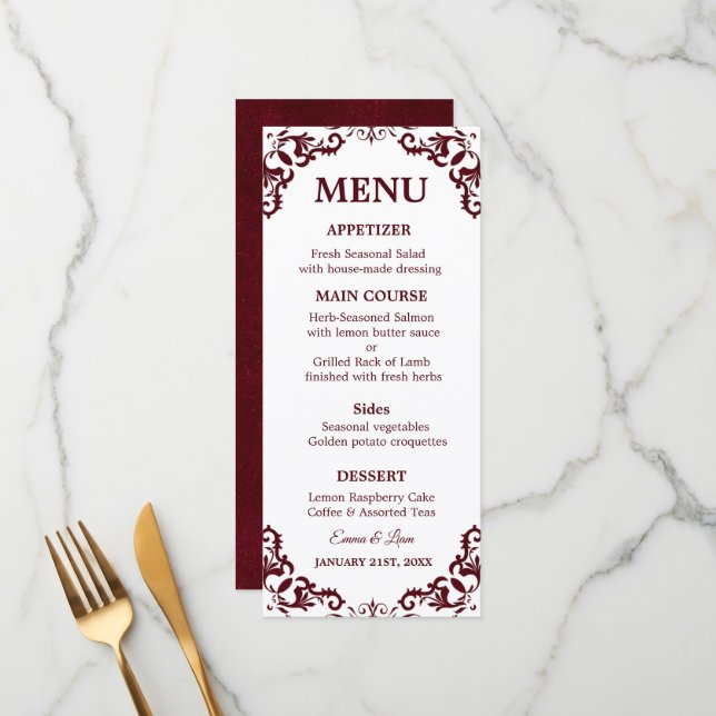 Rustic Mexican Wedding Menu Card (Front/Back In Situ)