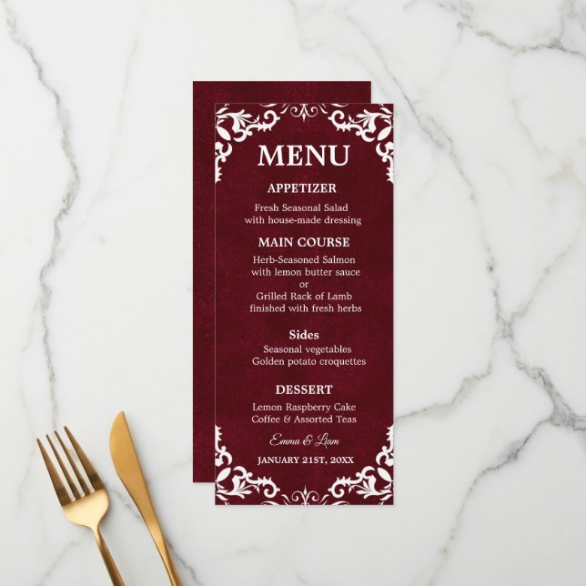 Rustic Mexican Wedding Menu Card (Front/Back In Situ)