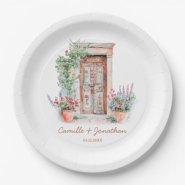 Rustic Mexico Wedding Paper Plate (Front)