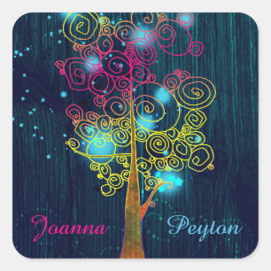 Rustic Midnight Blue Forest Wedding Square Sticker
