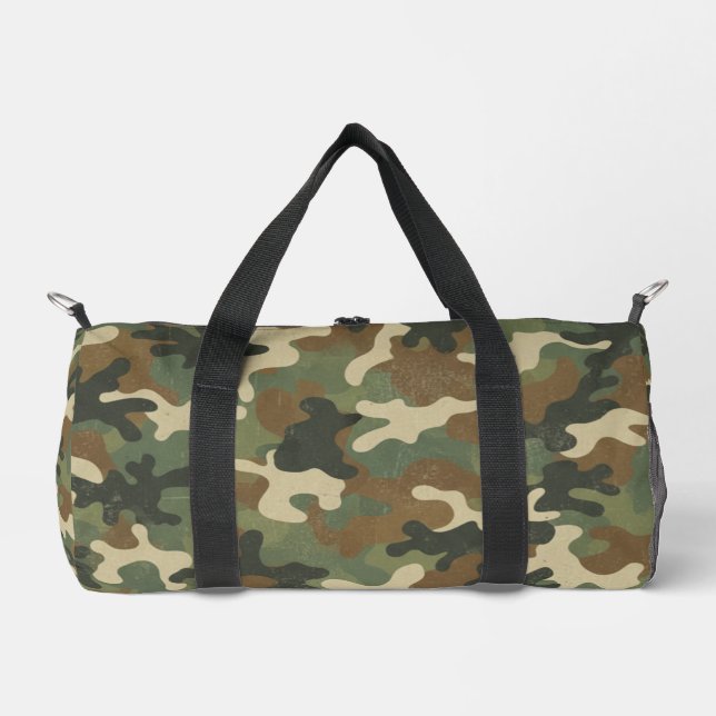 Rustic Military Camo Pattern Duffle Bag (Front)