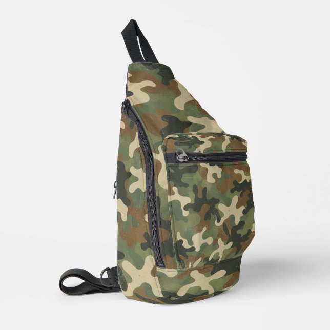 Rustic Military Camo Pattern Sling Bag (Left Corner)