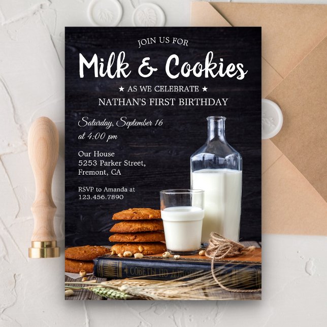 Rustic Milk and Cookies 1st Birthday Party Invite (Creator Uploaded)