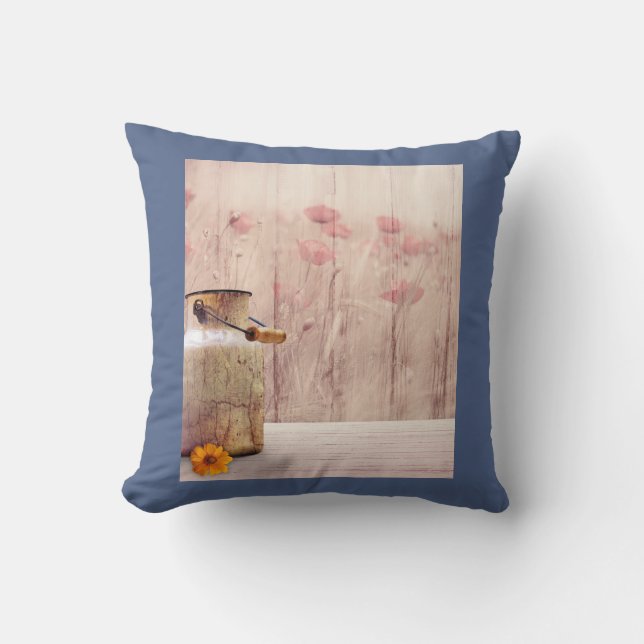 Rustic Milk Can Country Style on Faux Wood Cushion (Front)