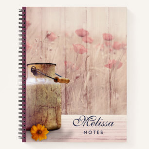 Rustic Milk Can Country Style on Wood Notebook