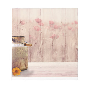 Rustic Milk Can Country Style on Wood Notepad