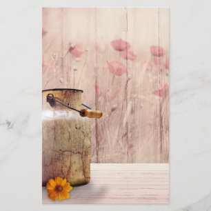 Rustic Milk Can Country Style on Wood Stationery