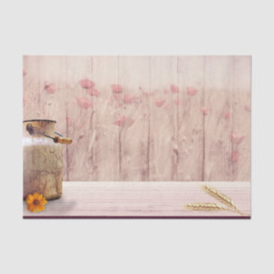 Rustic Milk Can Country Style on Wood Tissue Paper