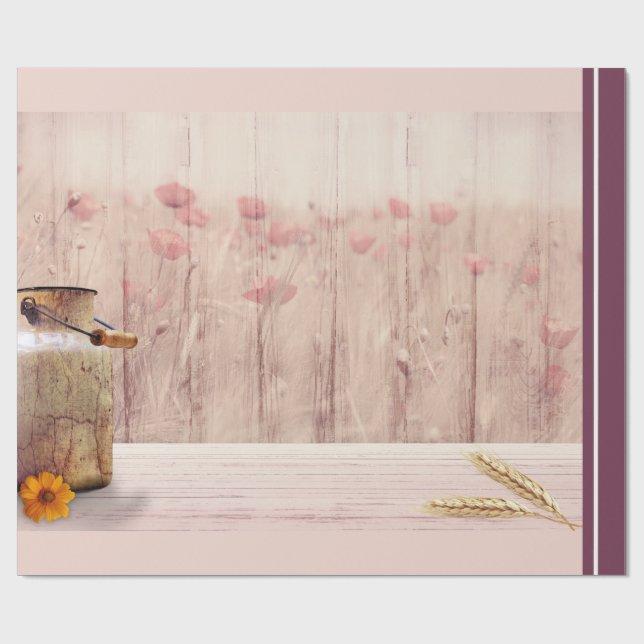 Rustic Milk Can Country Style on Wood Wrapping Paper (Flat)