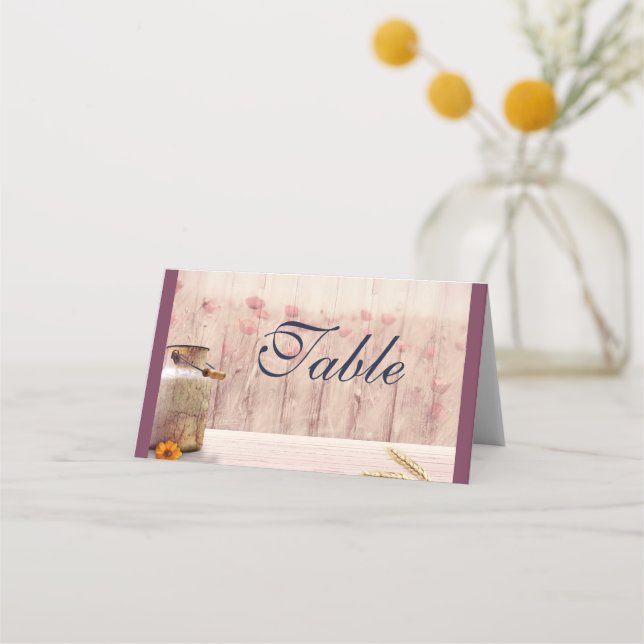 Rustic Milk Can Country Wedding Table Place Card (Front)