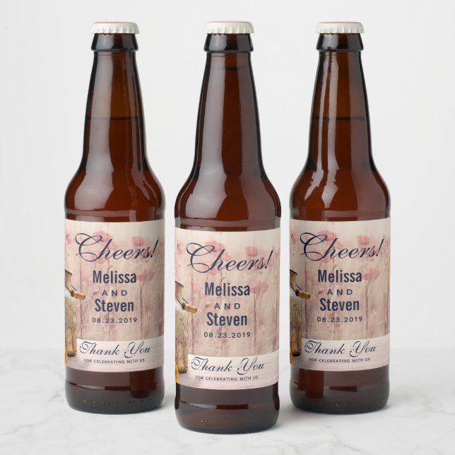 Rustic Milk Can Country Wedding Thank You Beer Bottle Label (Bottles)