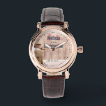 Rustic Milk Can Country Wedding Watch<br><div class="desc">Commemorative wedding watch with a rustic country theme. An old rusting milk can with a pretty orange flower by its side.  Wheat and faded red poppies in the background set against a faint wood panel. Personalise with the wedding couple's names and wedding date.</div>