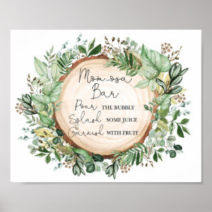 Rustic Mimosa Mum-osa Bar Greenery Baby Shower Poster