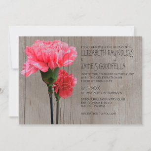 Rustic Mini-Carnation Wedding Invitations