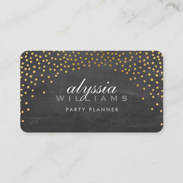 RUSTIC MINI CONFETTI cute gold foil chalkboard Business Card (Front)