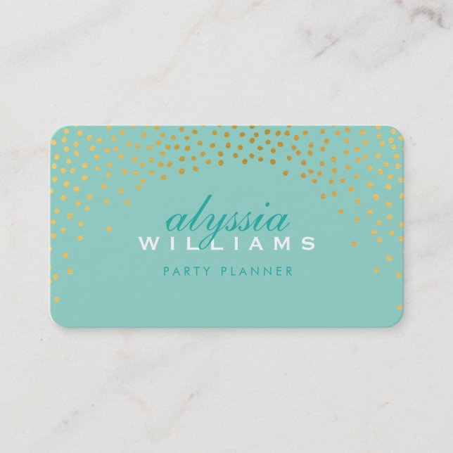 RUSTIC MINI CONFETTI cute gold foil stylish mint Business Card (Front)