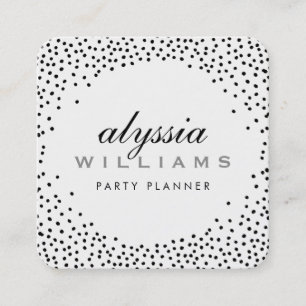 RUSTIC MINI CONFETTI cute luxe halo black white Square Business Card