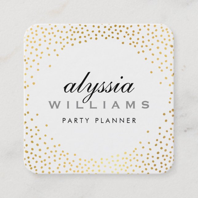 RUSTIC MINI CONFETTI cute luxe halo gold foil spot Square Business Card (Front)