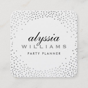 RUSTIC MINI CONFETTI cute luxe halo silver spot Square Business Card