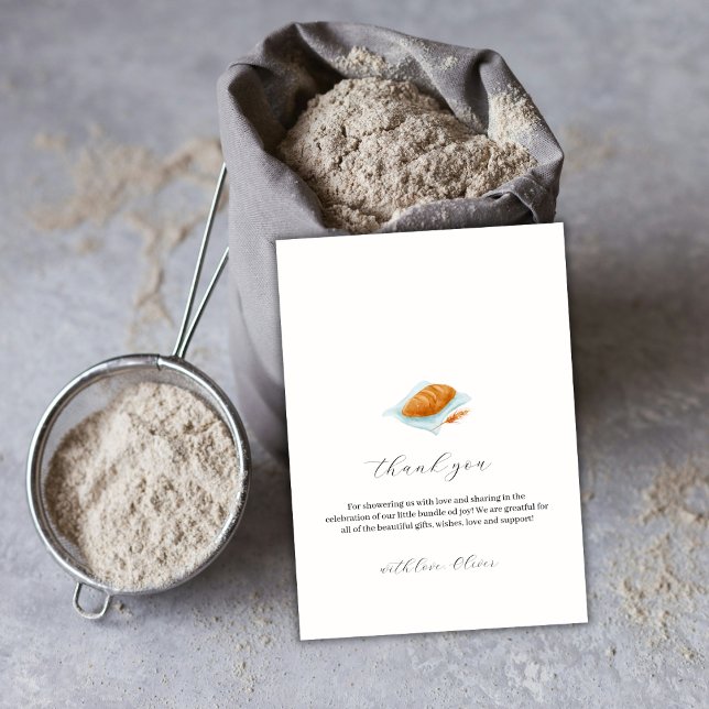 Rustic Minimal Baking Bun In The Oven Baby Shower  Thank You Card (Rustic Minimal Baking Bun In The Oven Baby Shower Thank You Card)