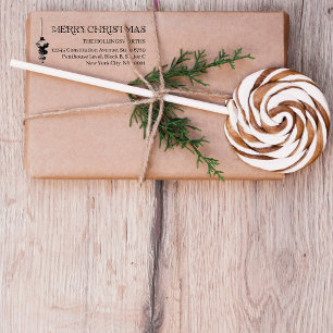 Rustic Minimal Christmas   Return Address Rubber Stamp