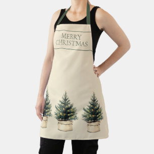 Rustic Minimal Christmas Tree Holiday Apron