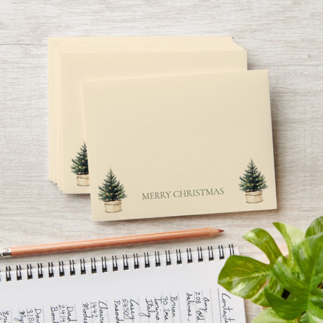Rustic Minimal Christmas Tree Holiday Envelope (Stacked)