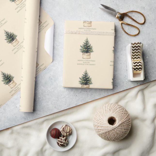 Rustic Minimal Christmas Tree Wrapping Paper (Crafts)