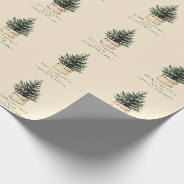 Rustic Minimal Christmas Tree Wrapping Paper (Corner)