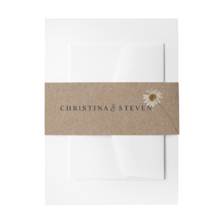 Rustic Minimal Floral Wedding Invitation Belly Band
