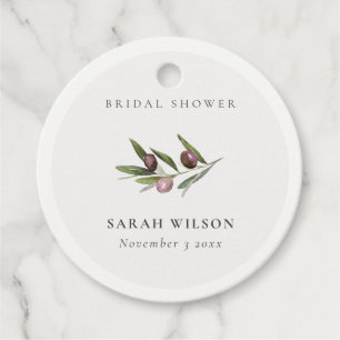 Rustic Minimal Olive Branch Foliage Bridal Shower Favour Tags