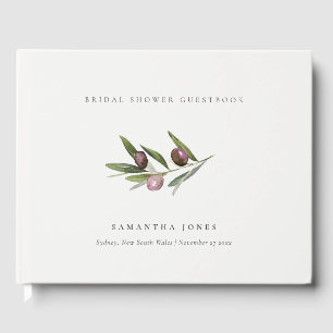 Rustic Minimal Olive Branch Foliage Bridal Shower Guest Book