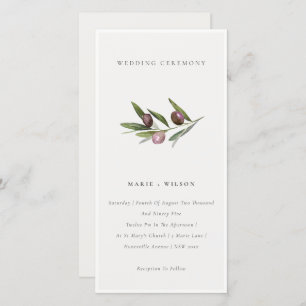 Rustic Minimal Olive Branch Foliage Wedding Invite