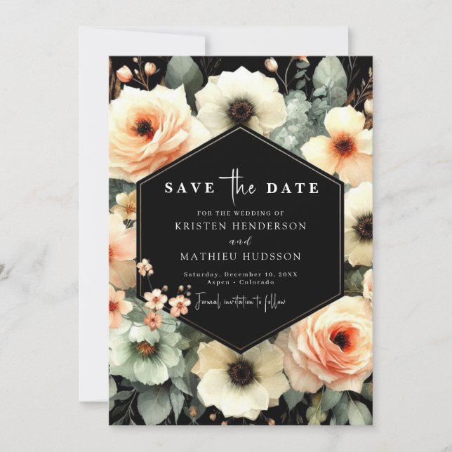 Rustic Minimal Peach Wedding Save The Date (Front)