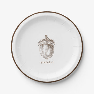 Rustic Minimalist Brown Thanksgiving Paper Plate