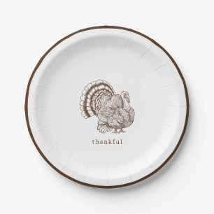 Rustic Minimalist Brown Thanksgiving Paper Plate
