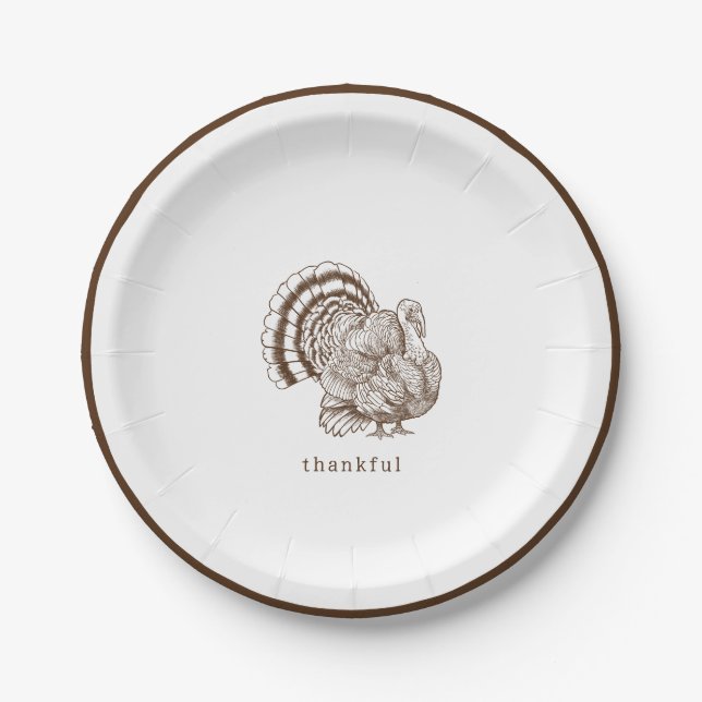 Rustic Minimalist Brown Thanksgiving Paper Plate (Front)
